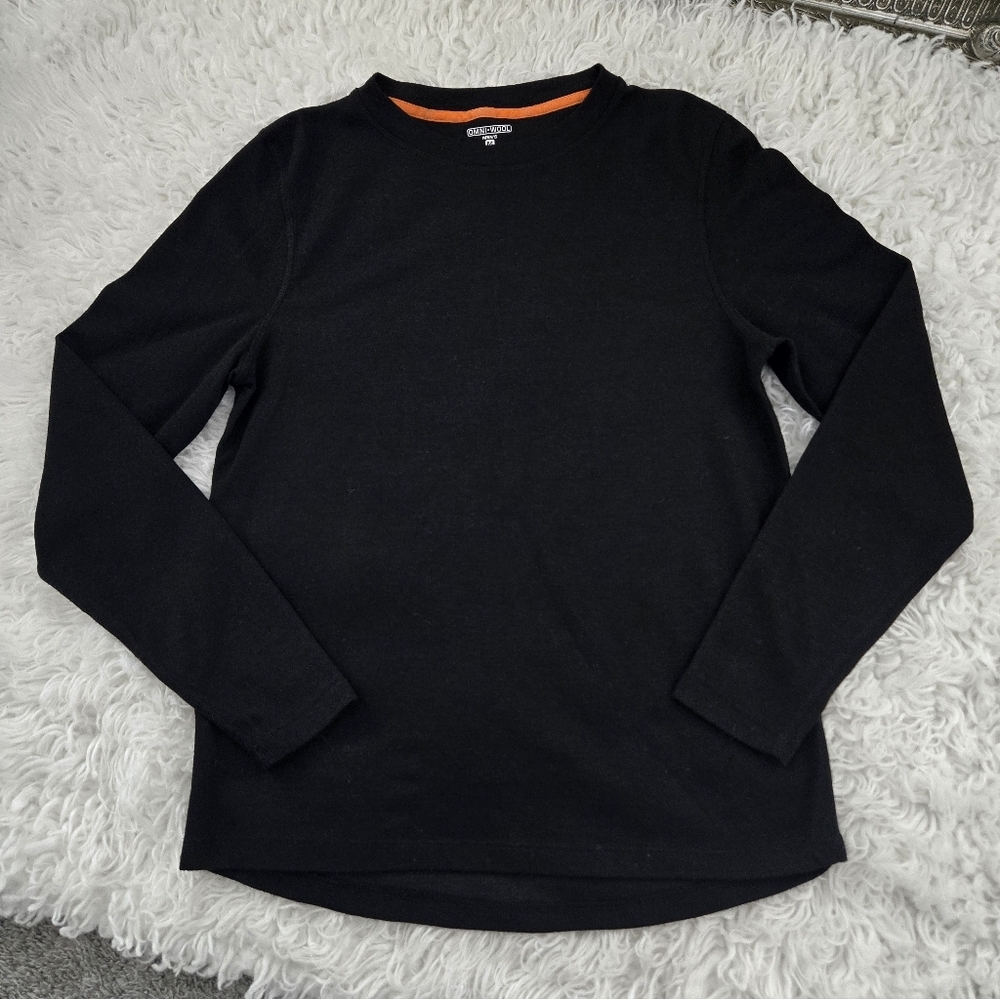 Omni-Wool Mens Wool Blend Base Layer Solid Black Long Sleeve Shirt Size Medium.
